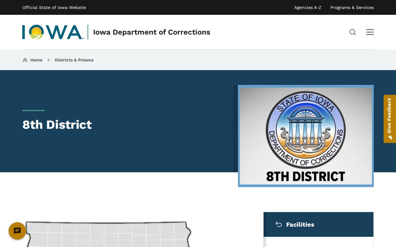 Iowa Department of Corrections Eighth Judicial District page