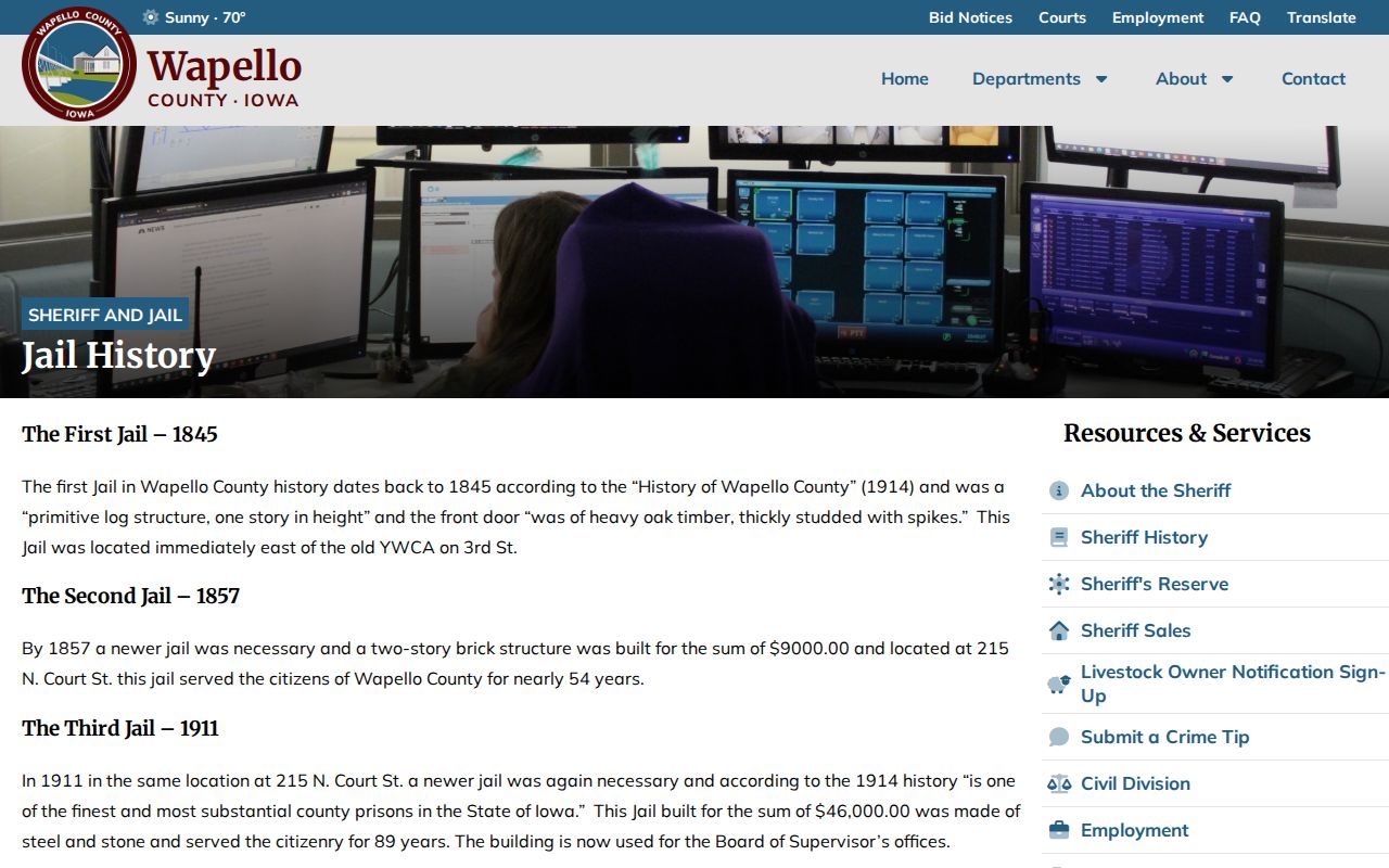 Wapello County official jail history page
