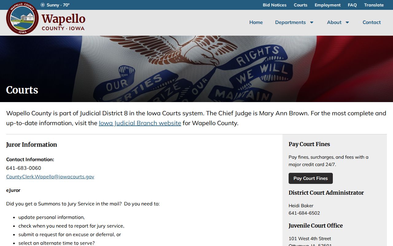 Wapello County Clerk of Court criminal case records office page