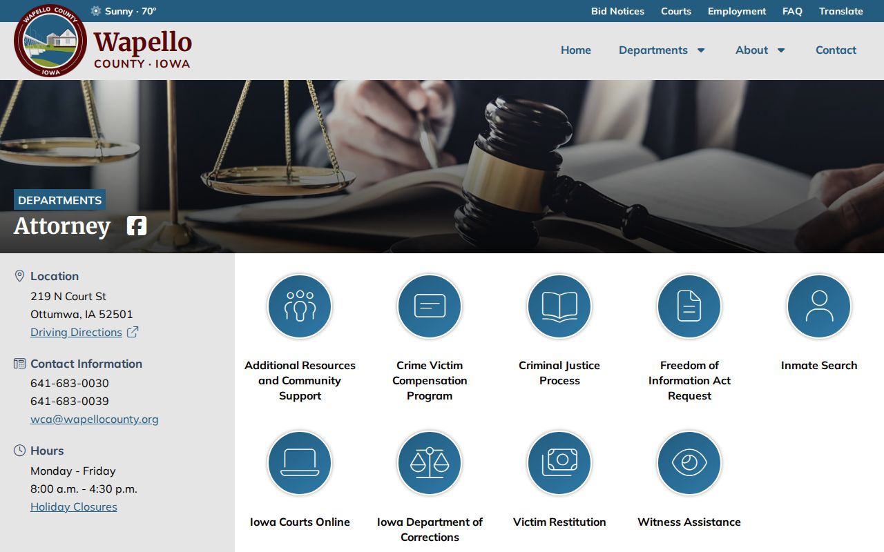 Wapello County Attorney criminal court case information